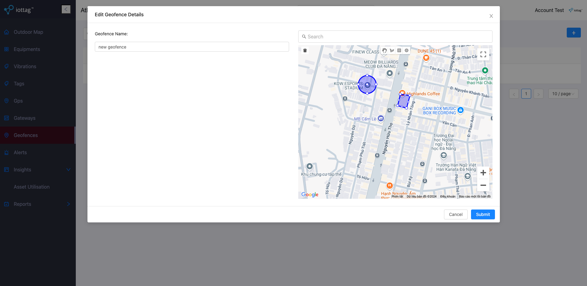 Drawing a geofence on the map