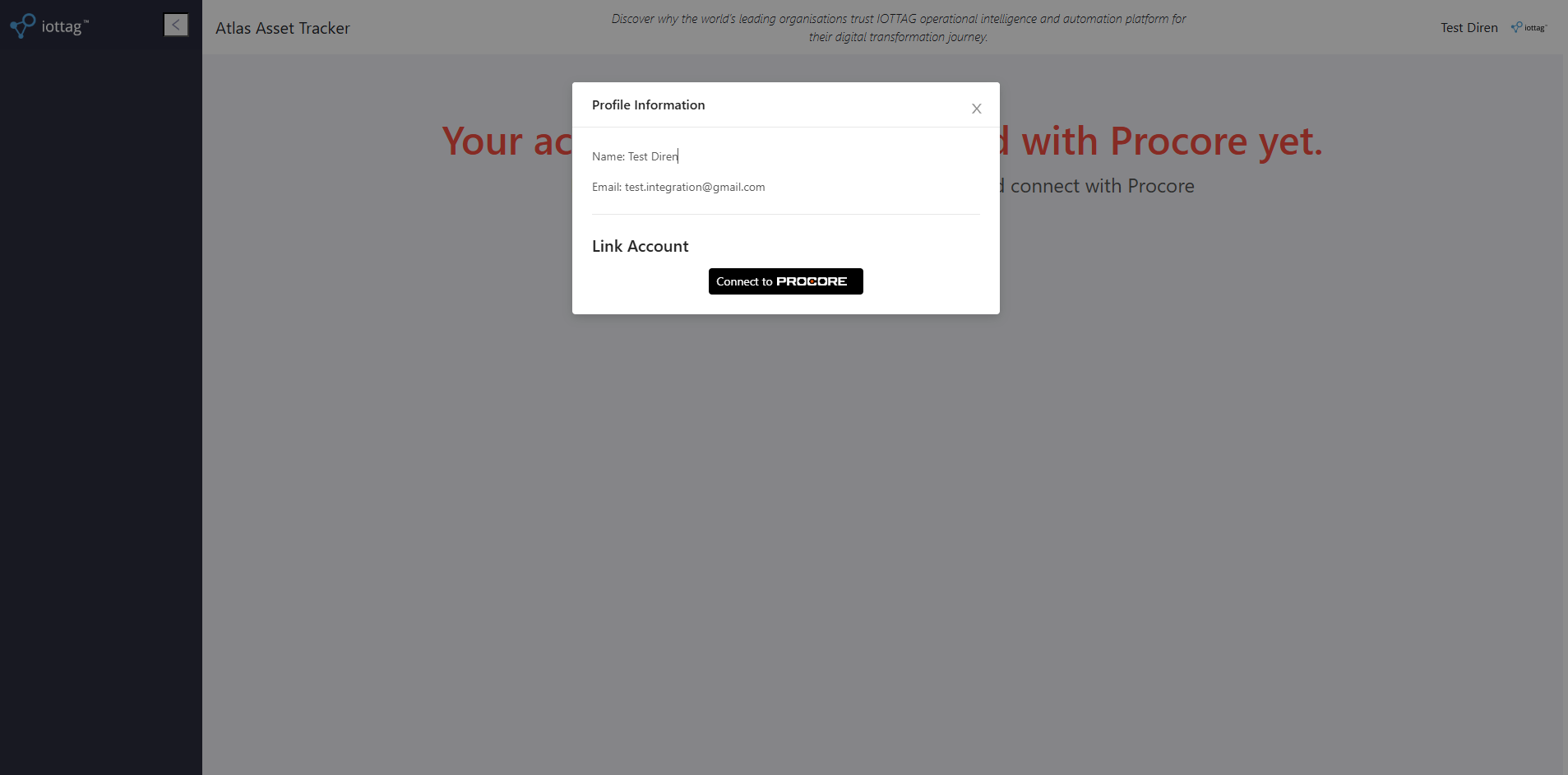Linking a Procore account to the Atlas platform