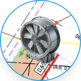 Zoomed view of a ventilation fan monitored on the site map