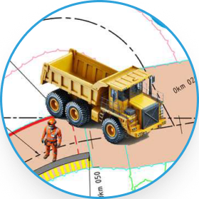 Zoomed view of a haul truck tracked on the site map