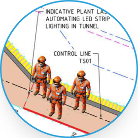 Zoomed view of workers tracked on the site map
