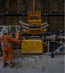 Production equipment operating inside a tunnel